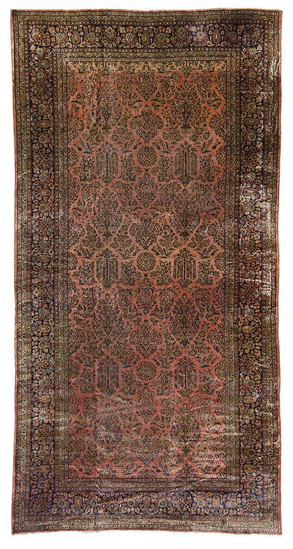 Appraisal: Sarouk Carpet mid th century red field with floral sprays