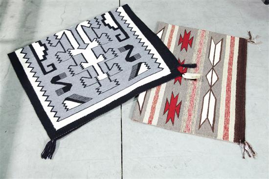 Appraisal: TWO INDIAN RUGS Including one woven rug in black grey