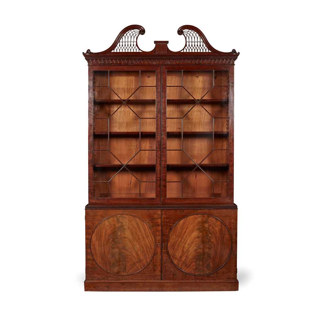 Appraisal: SCOTTISH GEORGE III MAHOGANY BOOKCASE CABINET ATTRIBUTED TO THE WORKSHOP