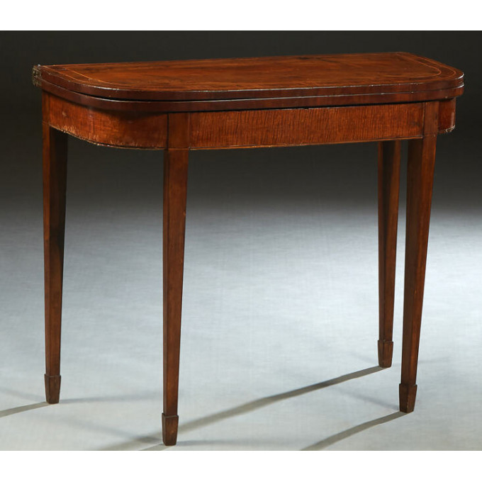 Appraisal: English Inlaid Mahogany Demilune Games Table early th c the