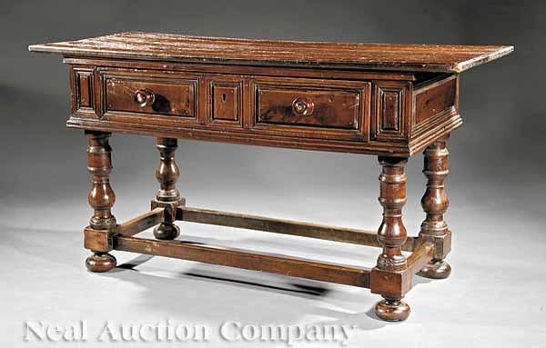 Appraisal: An Antique Continental Carved Walnut Refectory Table Italian or Spanish