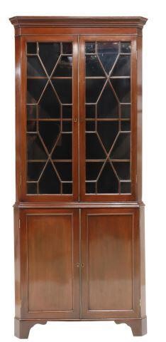 Appraisal: lot English Georgian style mahogany corner cabinet having molded cornice