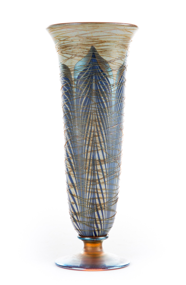 Appraisal: Durand art glass vase with feather pull and string decoration