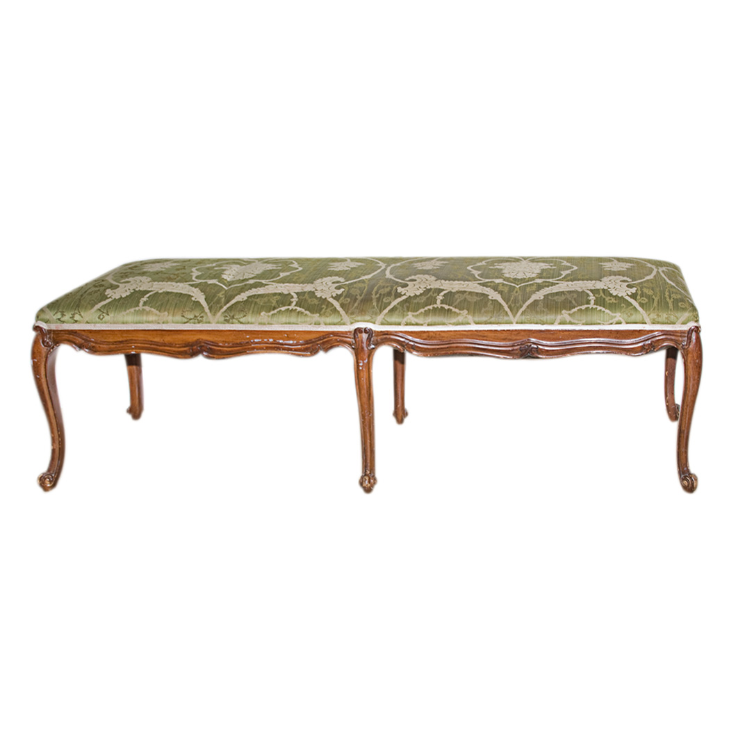 Appraisal: Louis XV Style Walnut Bench Height inches width inches depth