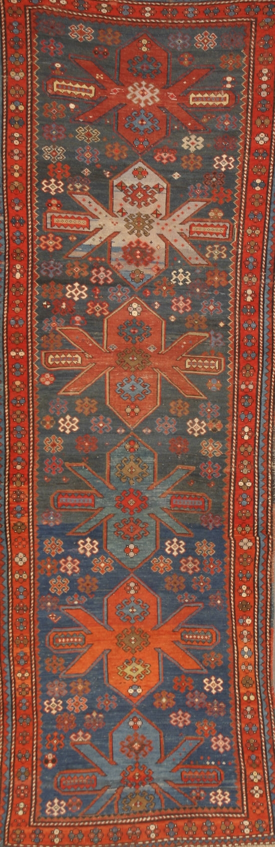 Appraisal: Lenkoran Rug Circa Shaded blue ground with rosette field centering