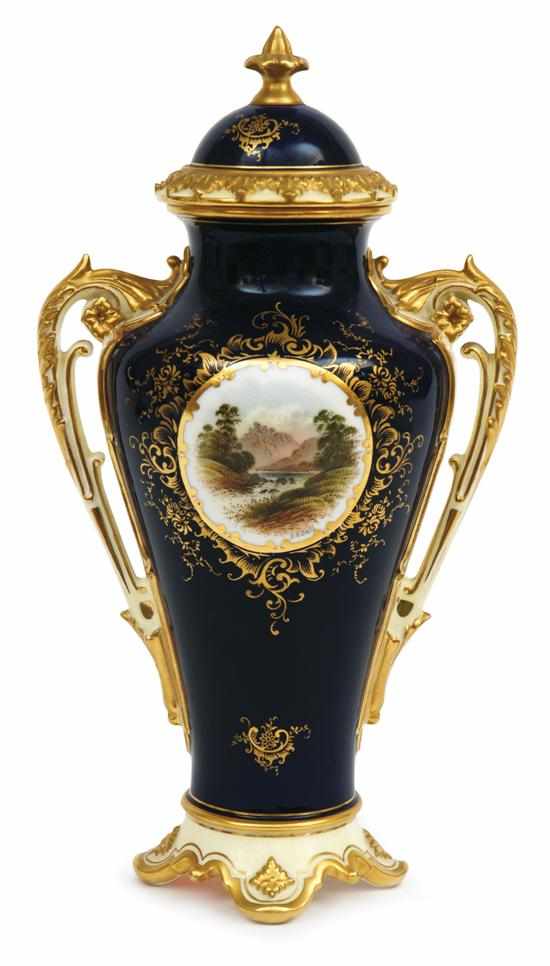 Appraisal: A Coalport porcelain vase and cover Signed E O Bell