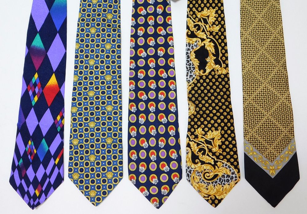 Appraisal: PC Gianni Versace Silk Necktie Group Italy Spain Includes a