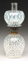 Appraisal: OPALESCENT SNOWFLAKE MINI LAMP S - Clear opalescent with a