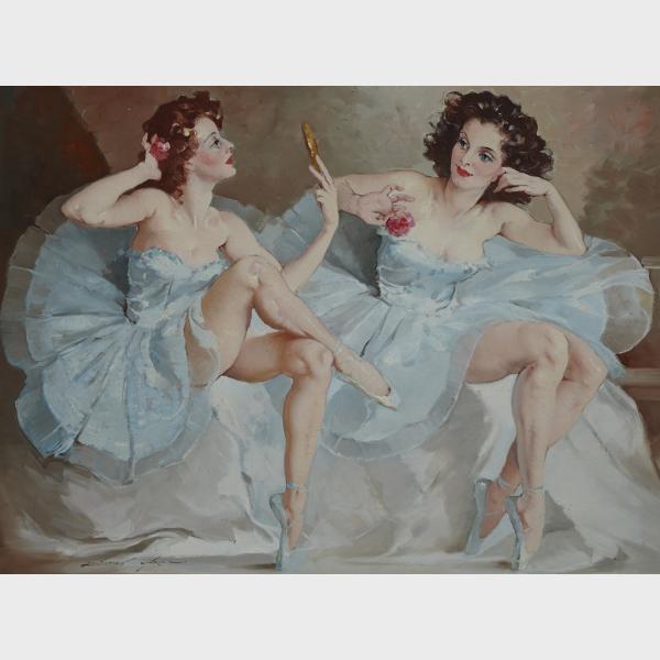 Appraisal: Maria Szantho - BALLERINAS Hungarian Oil on canvas signed lower