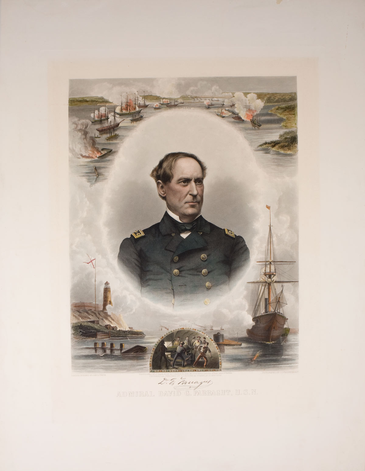 Appraisal: THREE ENGRAVED PORTRAITS OF CIVIL WAR HEROES TWO WITH HANDPAINTED