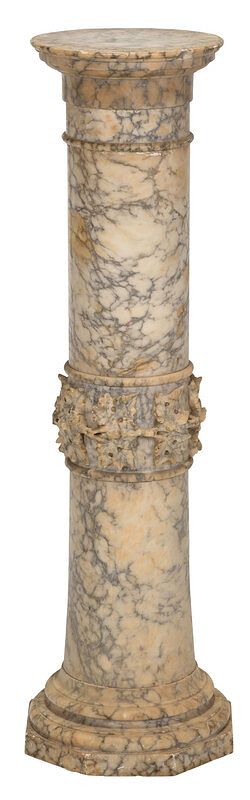 Appraisal: Grape Vine Carved Column Form Marble Pedestal late th early