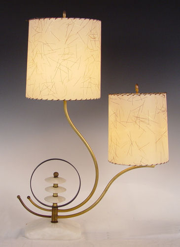 Appraisal: MID CENTURY ITALIAN ALABASTER AND BRASS TABLE LAMP Asymmetrical form