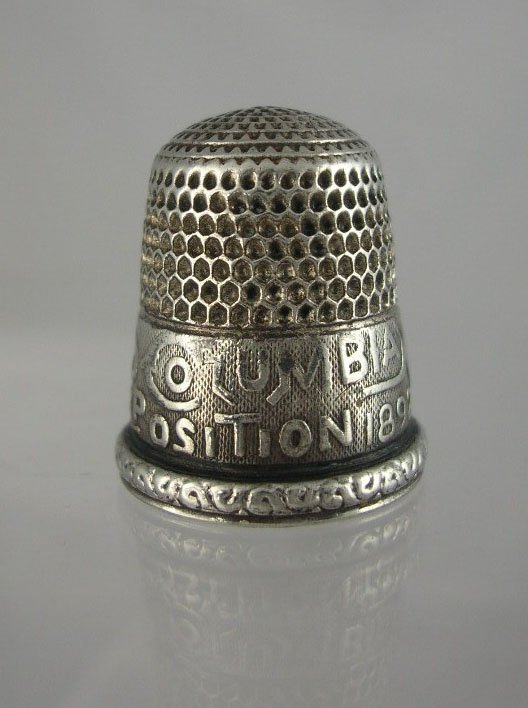 Appraisal: World's Columbia Exposition silver souvenir thimble no marks unused monogram