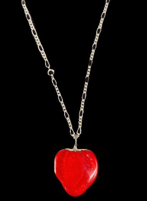 Appraisal: Buccellati Sterling Enamel Strawberry Pendantw BAB sterling chain Pendant long