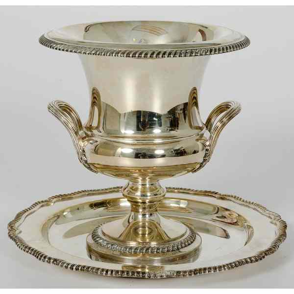 Appraisal: Silver Plated Ice Bucket and Tray American a silver plated