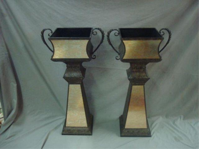 Appraisal: Pair of Patinated Middle Eastern Style Hammer Finish Planters From