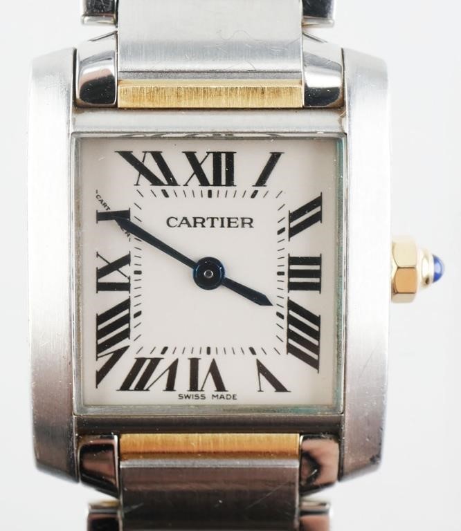 Appraisal: CARTIER TANK FRANCAISE SS K WATCHIconic stainless and k gold