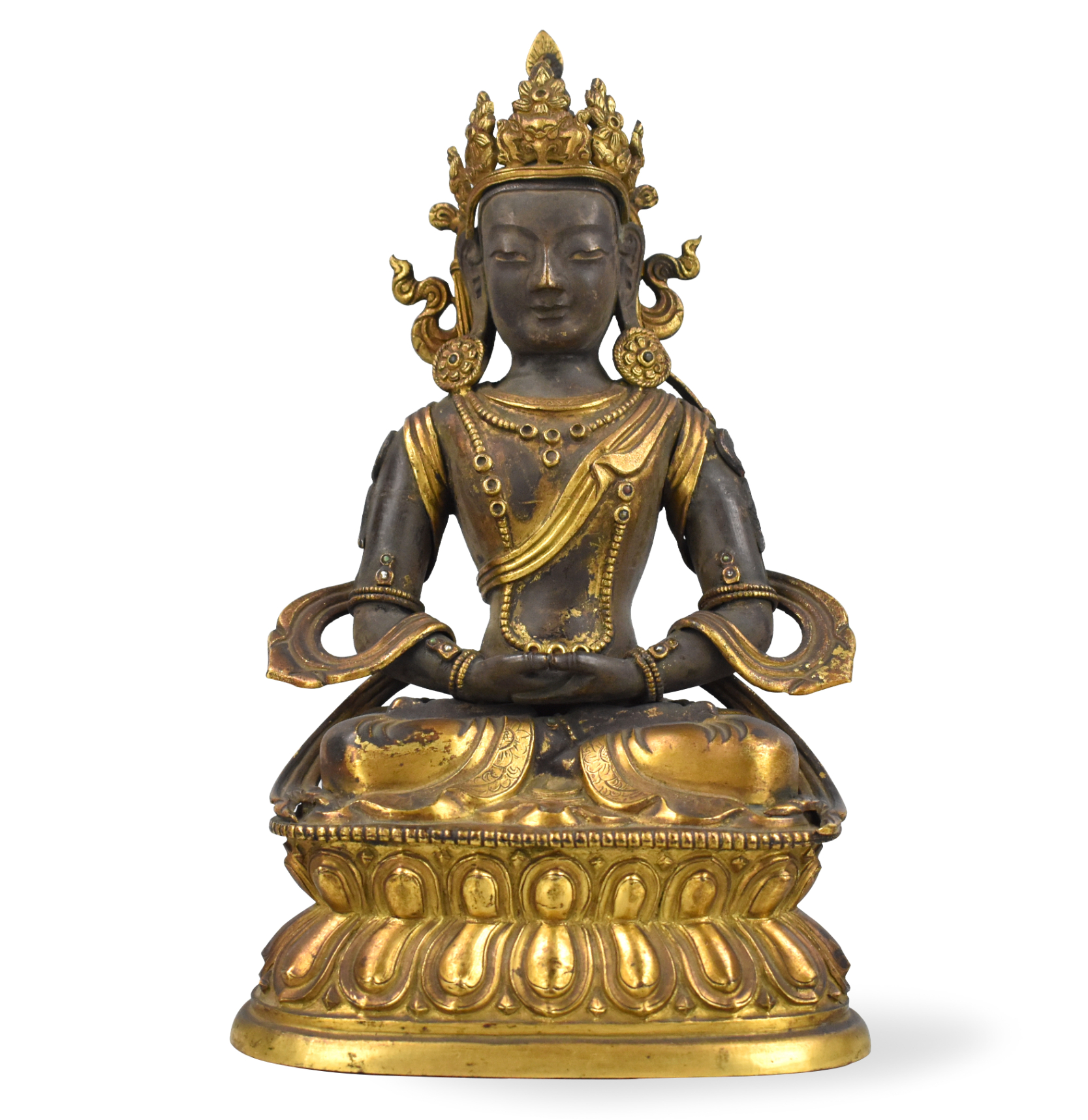 Appraisal: A gilt-bronze figure of Amitayus Qing Dynasty th Century Seated