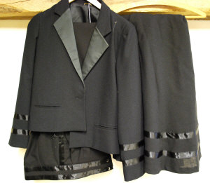 Appraisal: Lady's black crepe tuxedo with optional skirt black crepe gabardine