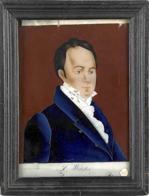 Appraisal: Reverse painted portrait of Daniel Webster ca x