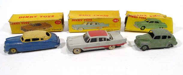 Appraisal: Three boxed Dinky Toys American saloon cars - De Soto