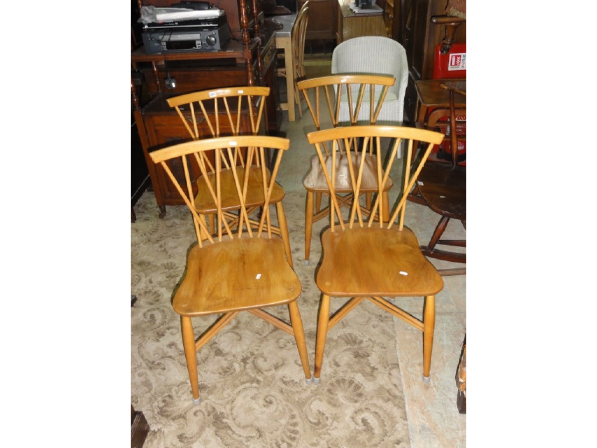 Appraisal: A set of four vintage Ercol light elm and beechwood