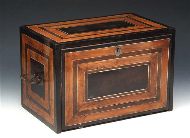 Appraisal: A TH CENTURY SOUTH GERMAN EBONY IVORY INLAID TABLE CABINET