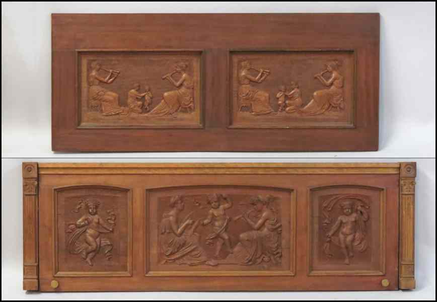 Appraisal: TWO CARVED WOOD PANELS Larger ''x '' Condition No Specific