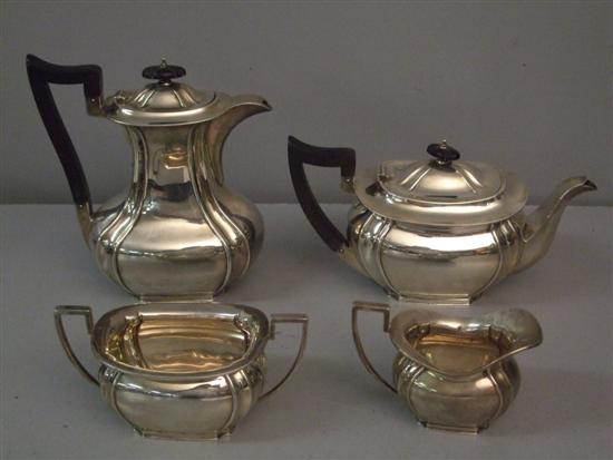 Appraisal: George VI silver four piece tea service comprising tea pot