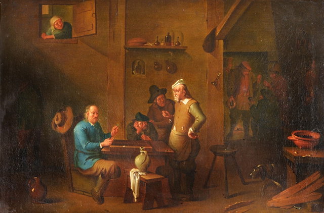 Appraisal: FOLLOWER OF DAVID TENIERSA tavern interior with men bargaining around