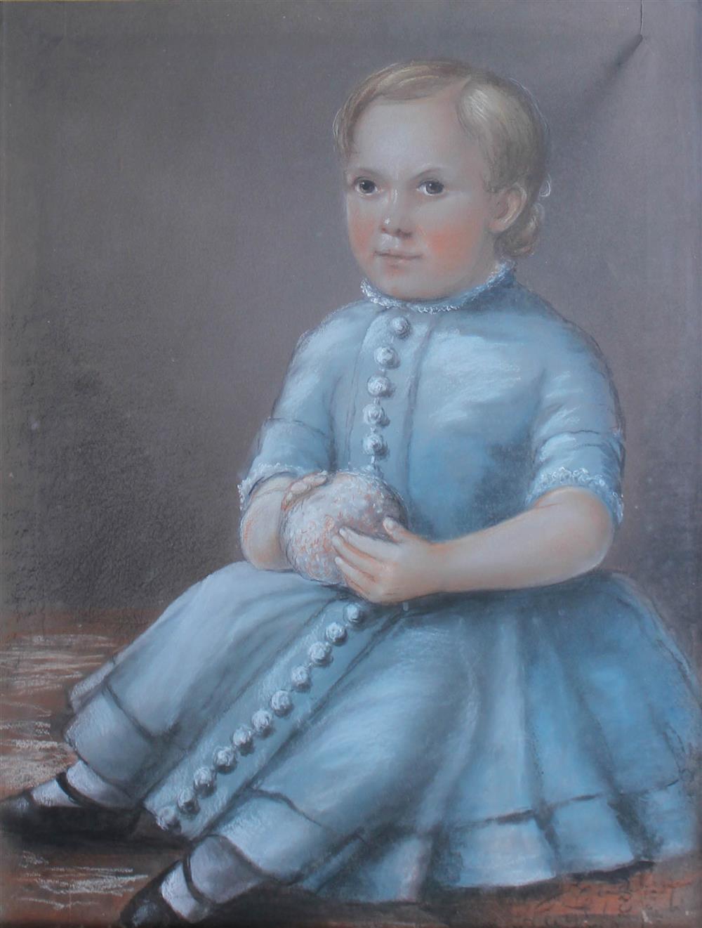 Appraisal: AMERICAN OR ENGLISH SCHOOL TH CENTURY LITTLE GIRL IN BLUE