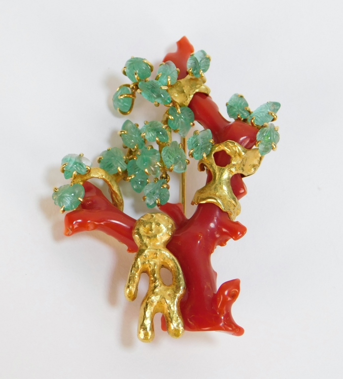 Appraisal: FRANCO CANNILLA MASENZA ROMA K GOLD CORAL BROOCH Italy -