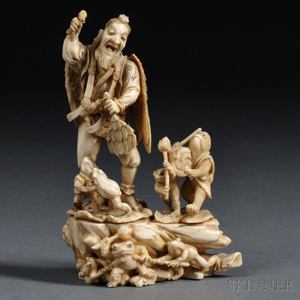 Appraisal: Ivory Okimono of a Mythical Figure Japan th th century