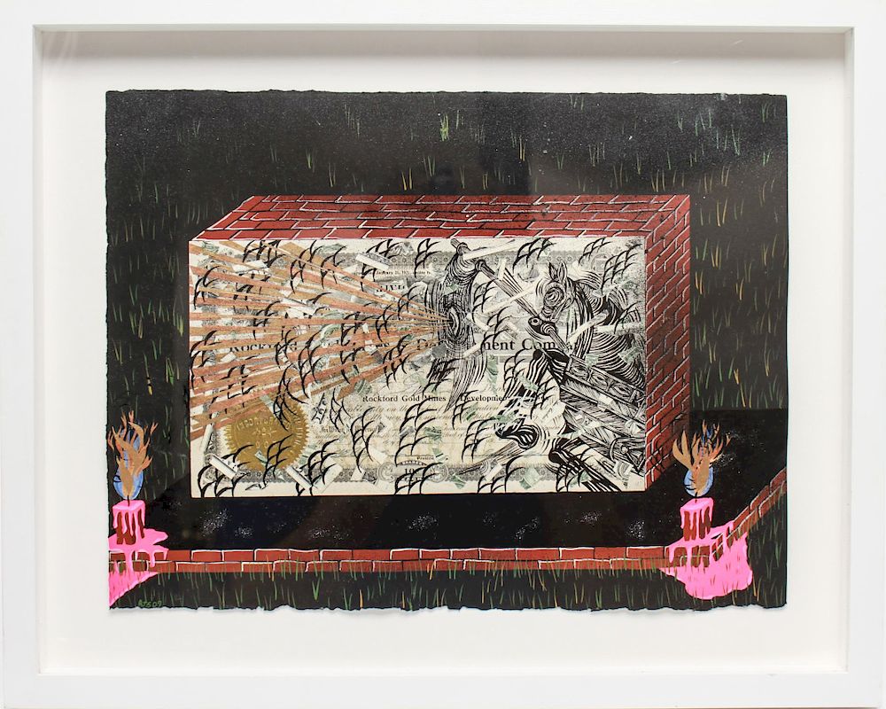 Appraisal: Andrew Schoultz Untitled Mixed Media on Paper Andrew Schoultz b