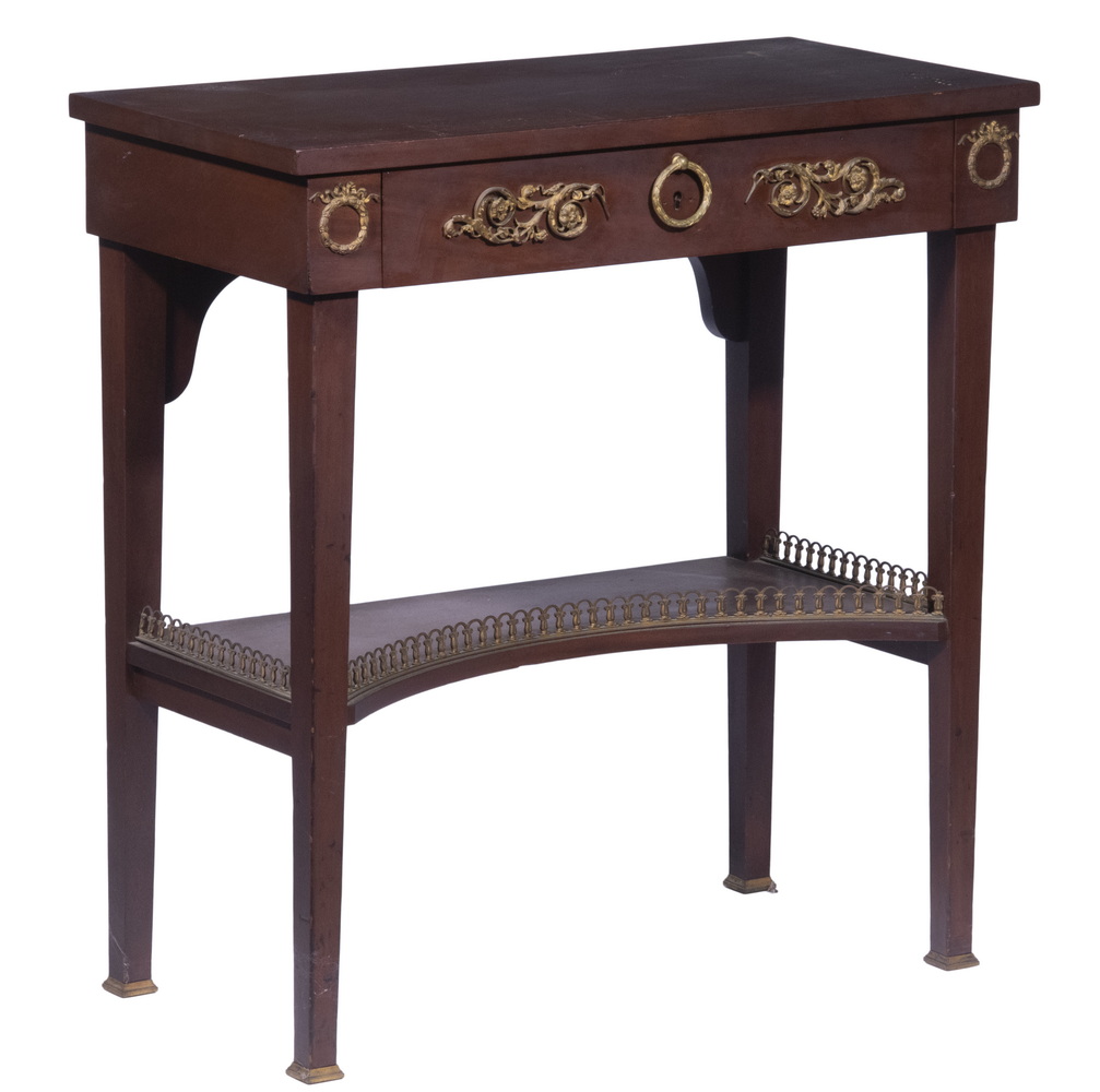 Appraisal: BRONZE MOUNTED MAHOGANY STAND Empire Style One-Drawer Rectangular Stand with