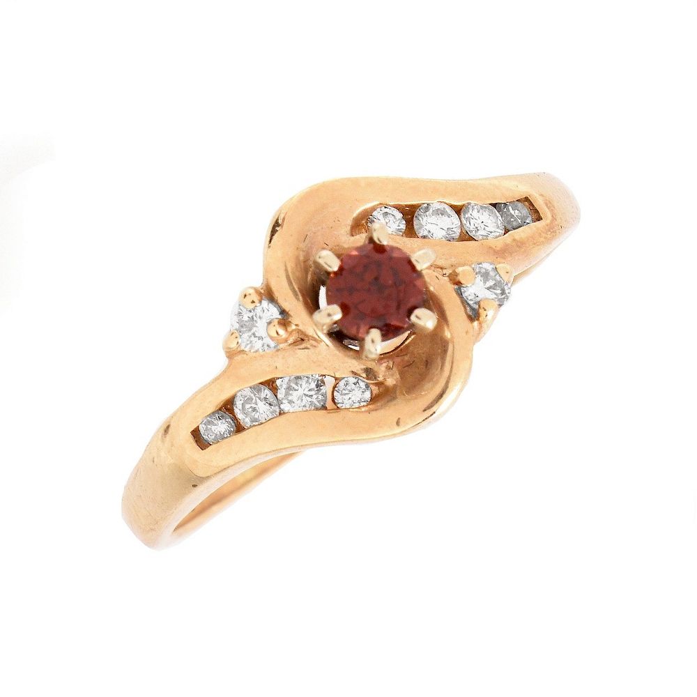 Appraisal: Vintage Garnet Diamond and K Ring Vintage Round Cut Garnet