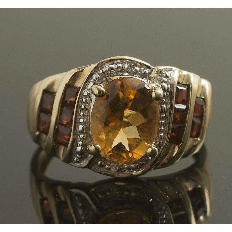 Appraisal: Citrine Diamond Garnet k Gold Ring Ladies citrine k yellow