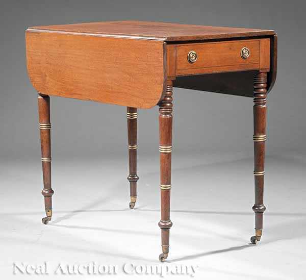 Appraisal: A Regency Mahogany Pembroke Table c with D-end drop leaves