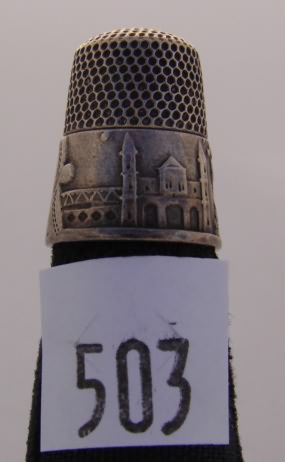 Appraisal: Thimble with architectural design and cartouche