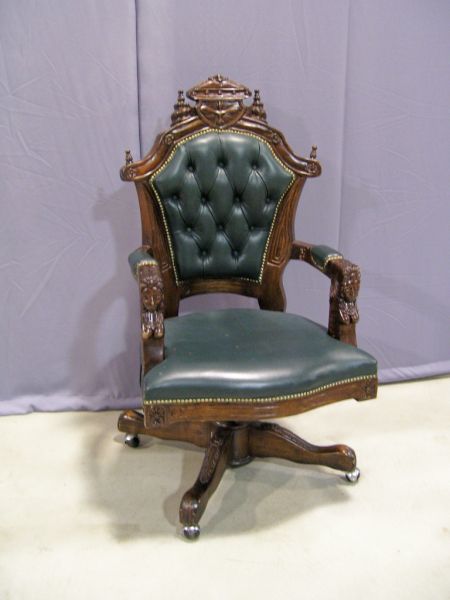 Appraisal: Meeks Style Desk Chair Meeks inspired swivel desk chair Bust