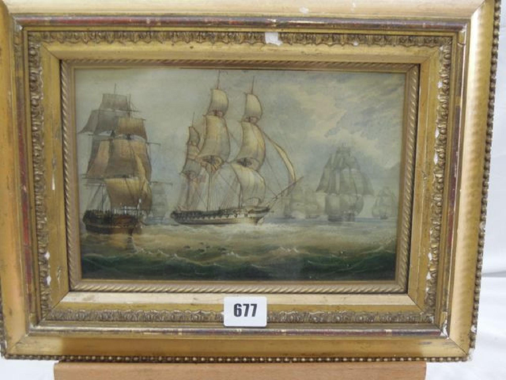 Appraisal: A mid- th century watercolour of a marine scene with