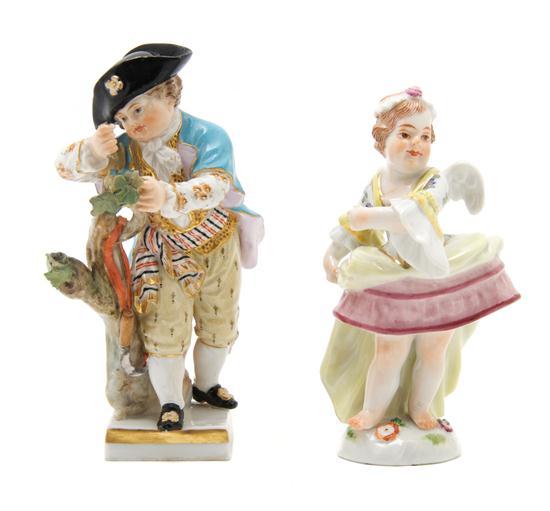 Appraisal: Two Meissen Porcelain Figures the first a girl with wings