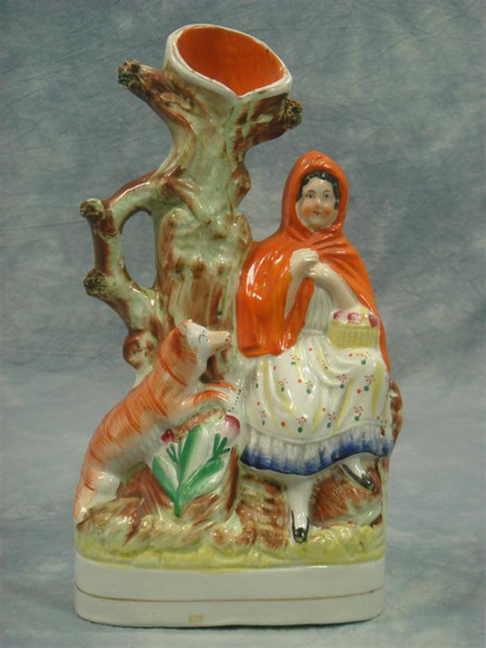 Appraisal: Staffordshire spill vase Little Red Riding Hood Wolf h chip