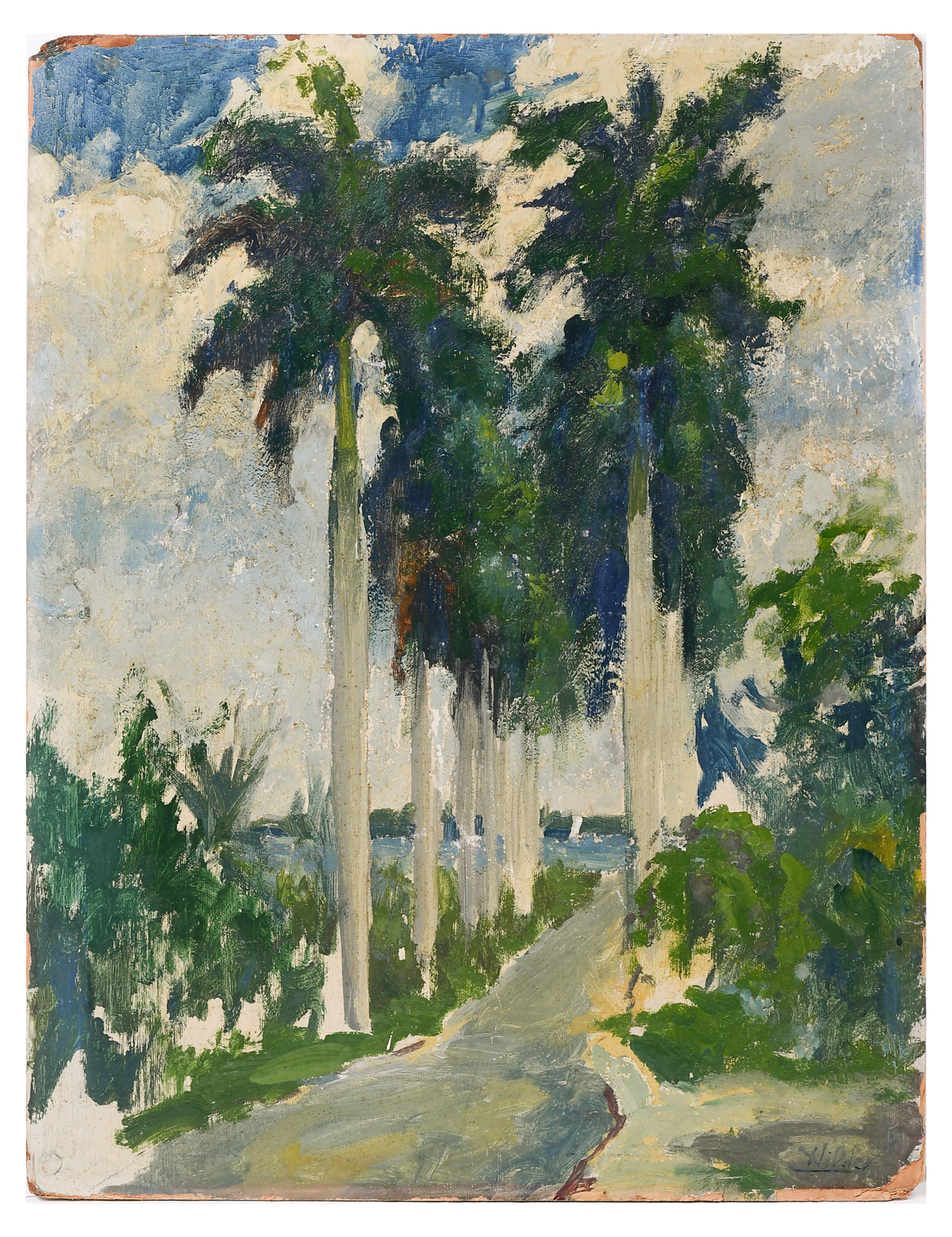 Appraisal: HILDER G Howard American - Palms Along the Drive Oil