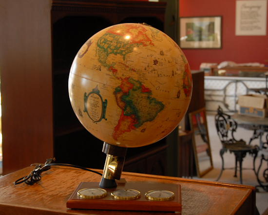 Appraisal: World Discoverer Globe with Thermometer etc H