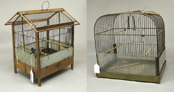 Appraisal: An English brass birdcage th early th century together with