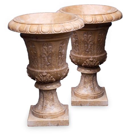 Appraisal: A pair of modern marble urns and plinths each urn