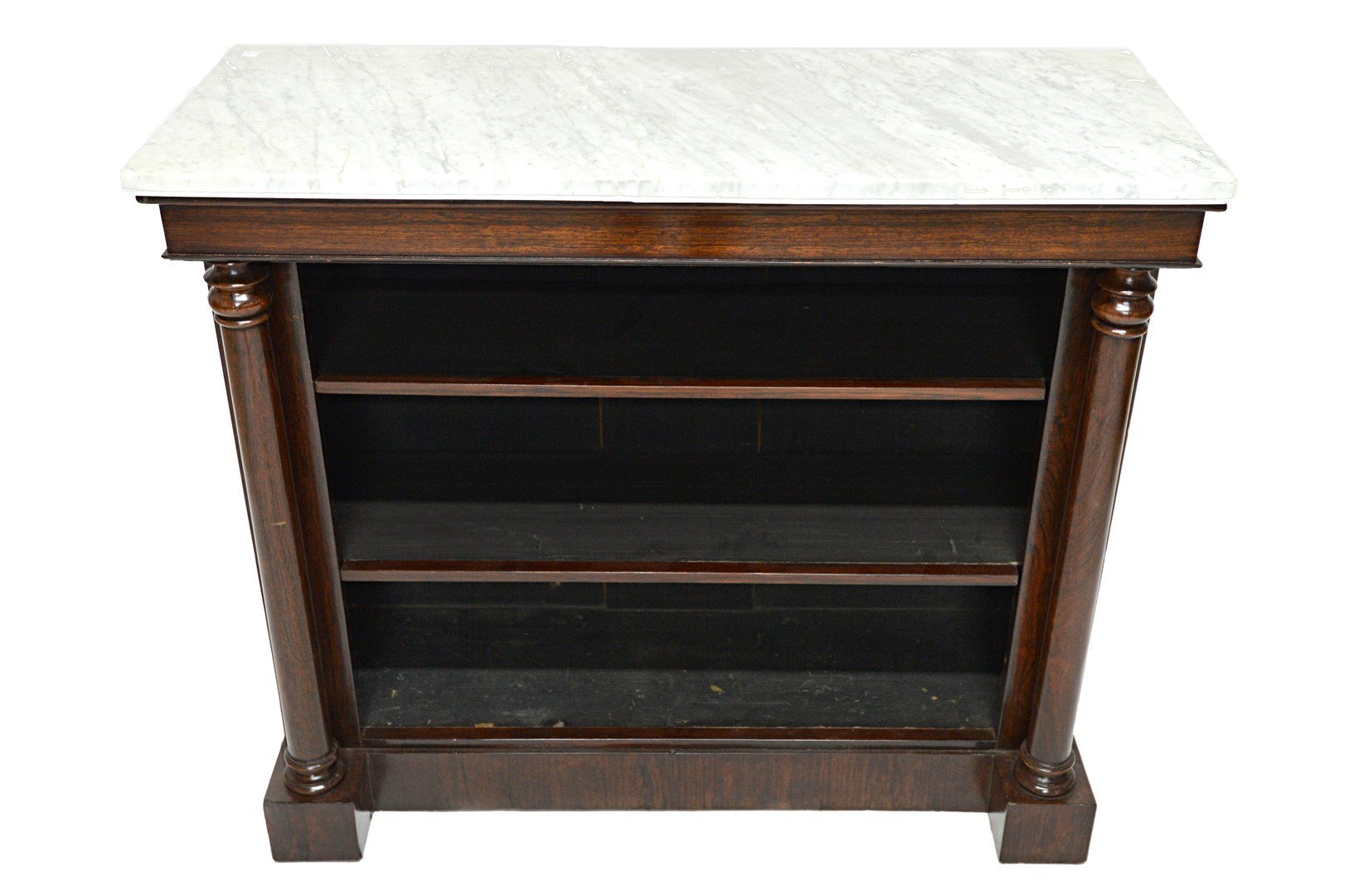 Appraisal: A Regency floorstanding open bookcase with white marble top and