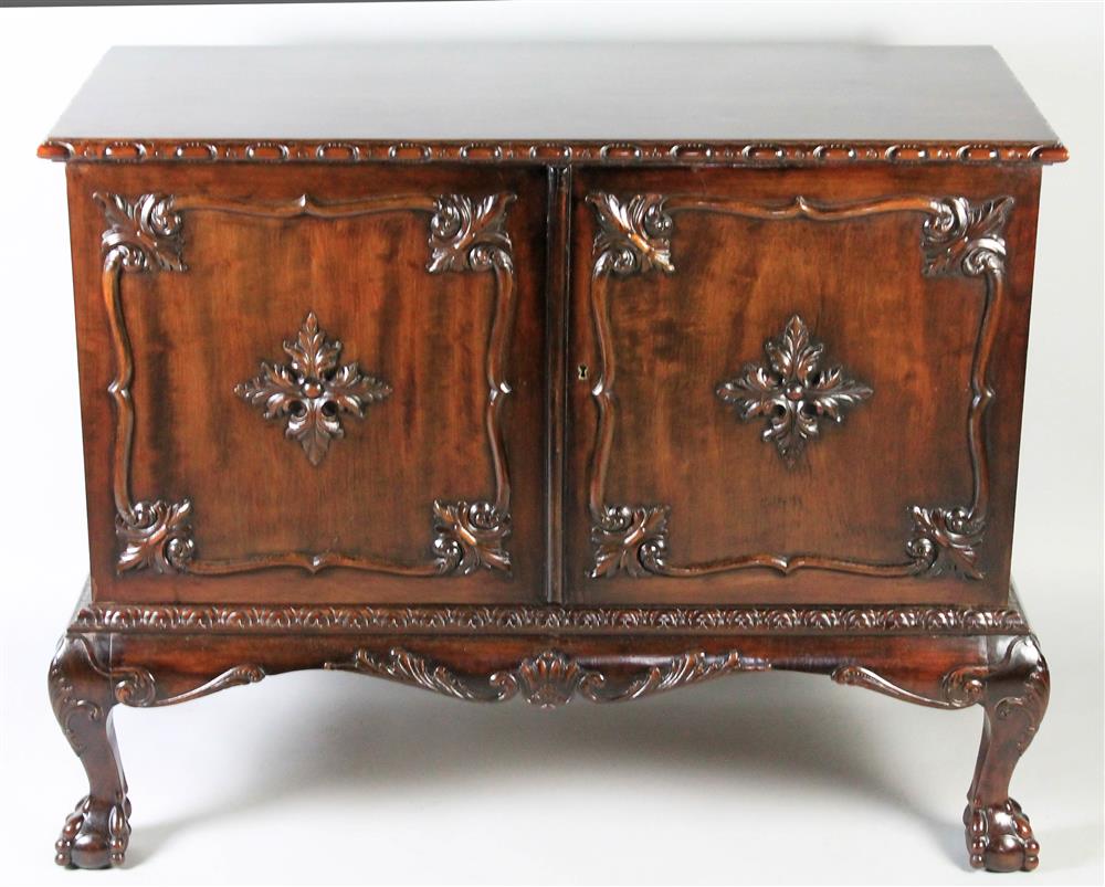 Appraisal: CHIPPENDALE STYLE CARVED CABINET ON SHORT BANDY BALL AND CLAW