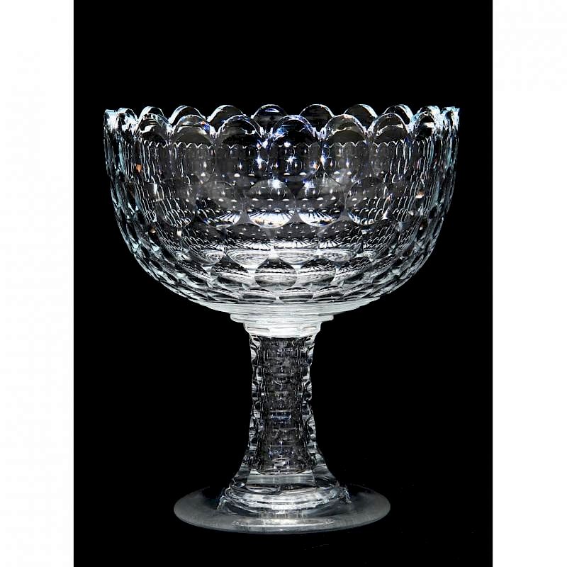 Appraisal: th Century American Flint Glass Pedestal Bowl scalloped rim the